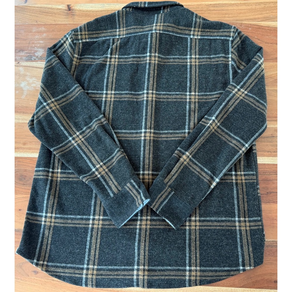 Flag & Anthem MadeFlex Mens XL Charcoal Grey Plaid Stretch Flannel Button Shirt - Picture 8 of 10